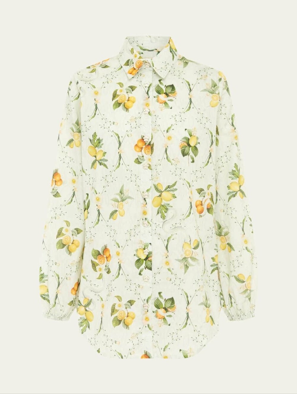 Aqua Blu Atelier Citrus Lemon Print Cotton Shirt Size L Like New